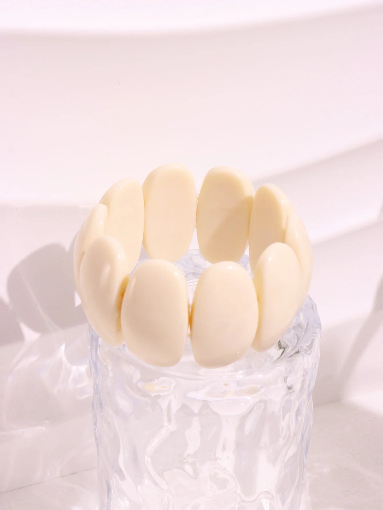 Chunky Exaggerated Irregular Square Round Yellow White Texture Silver Plated Resin Bracelets