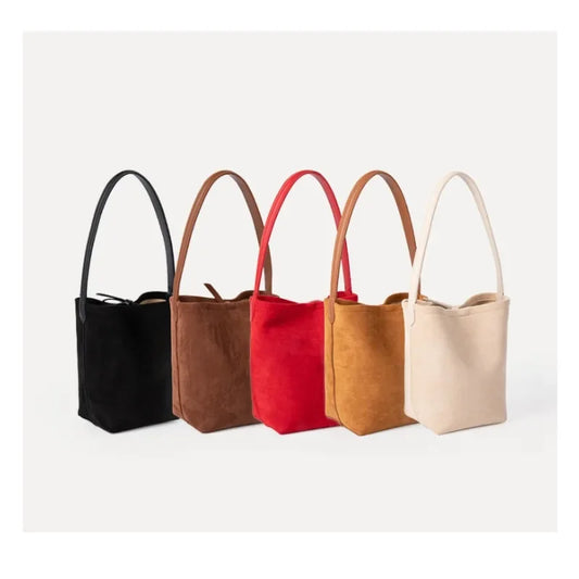 Suede Leather Bucket Bag