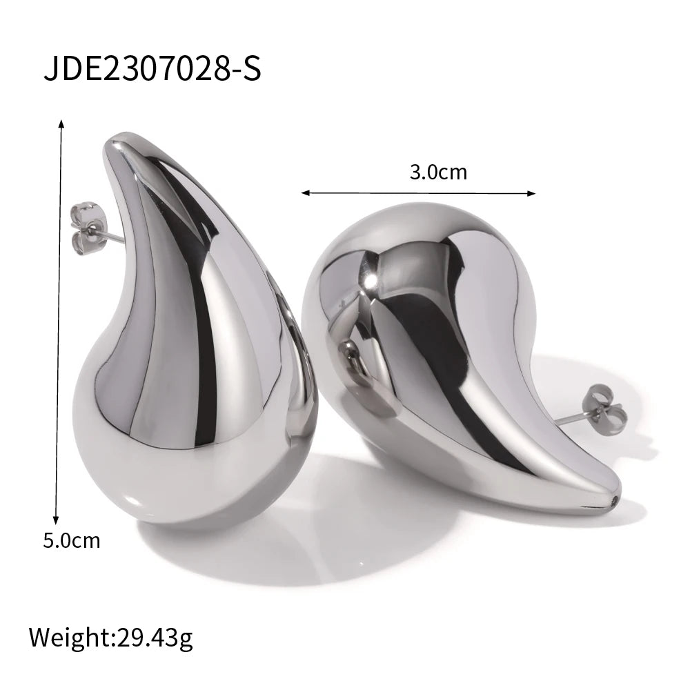 Stainless Steel Water Drop  Earrings Chunky