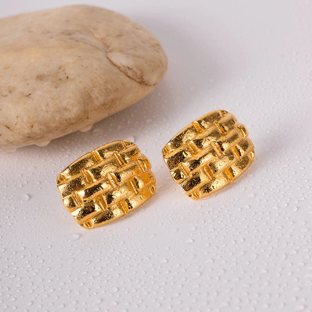 Classic Square Texture Earrings