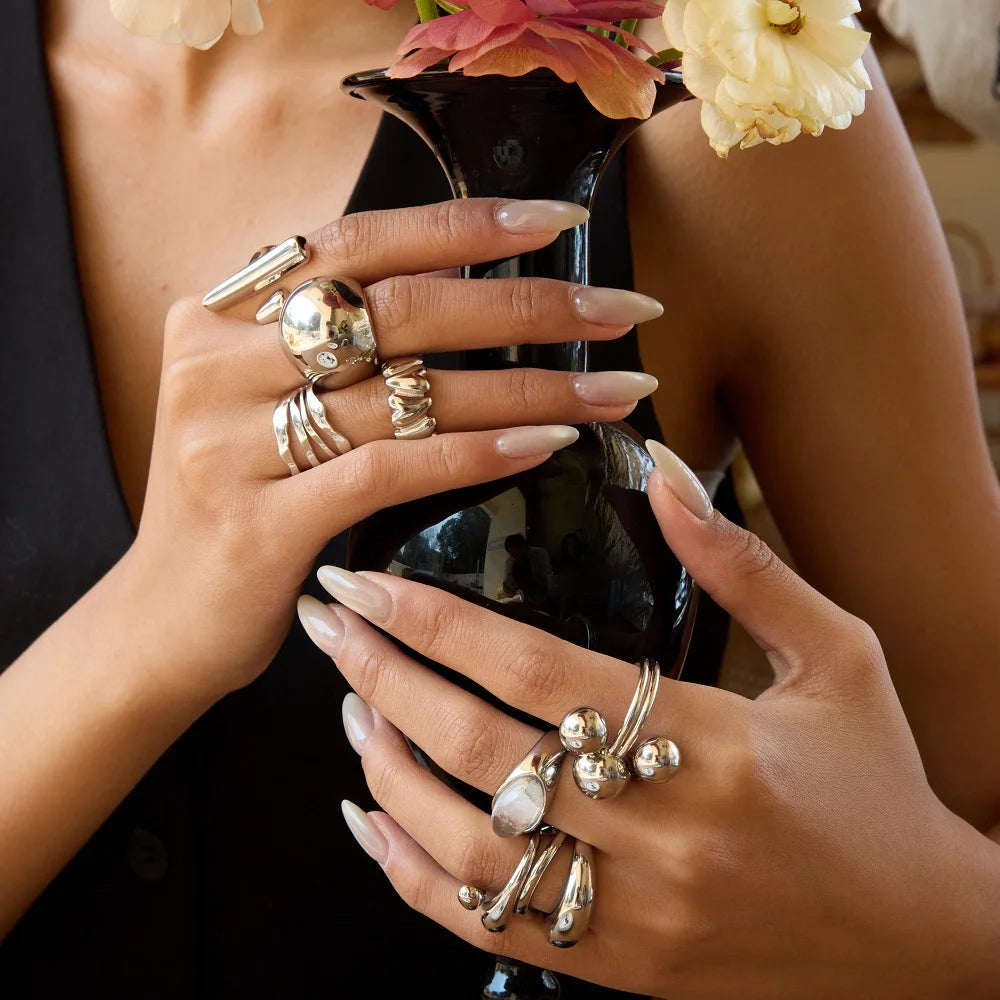 Irregular Adjustable Stackable Stainless Steel Rings