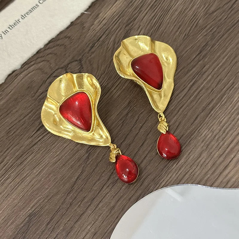 Statement Metal Geometric Water Drop Dangle Earrings