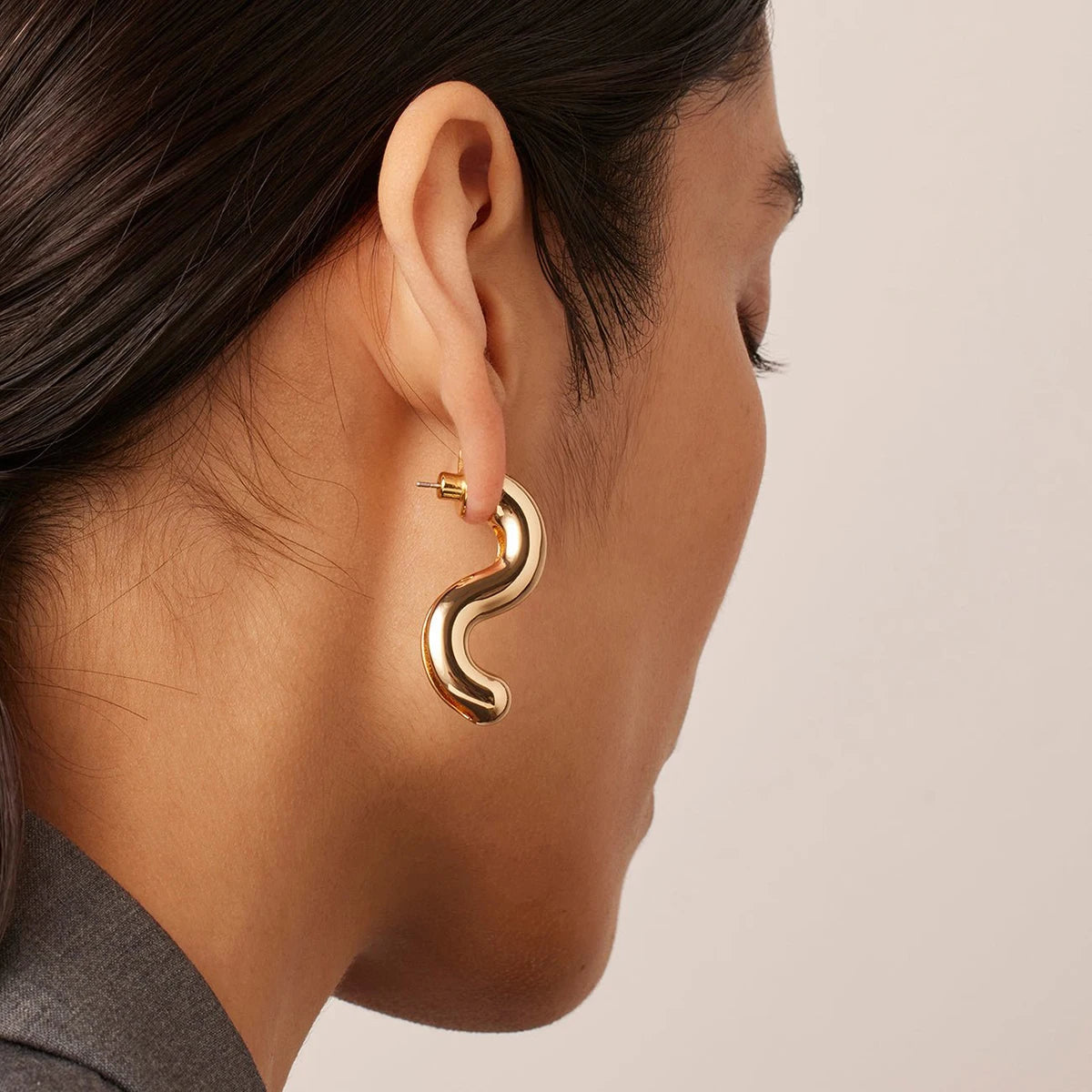 Curved S-shaped Stainless Steel Earrings