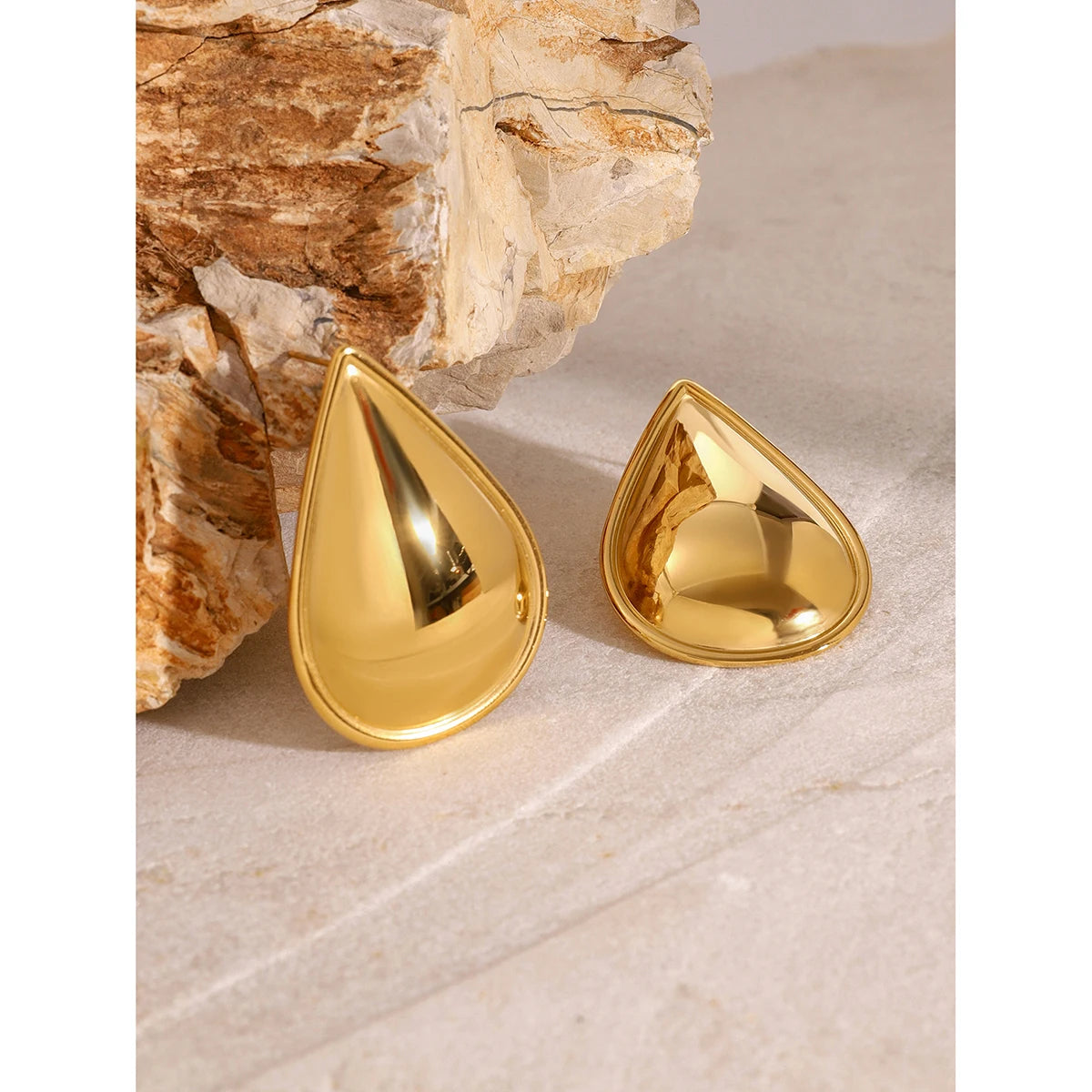 Statement Stainless Steel Rounded Triangle Shapes Stud Earrings