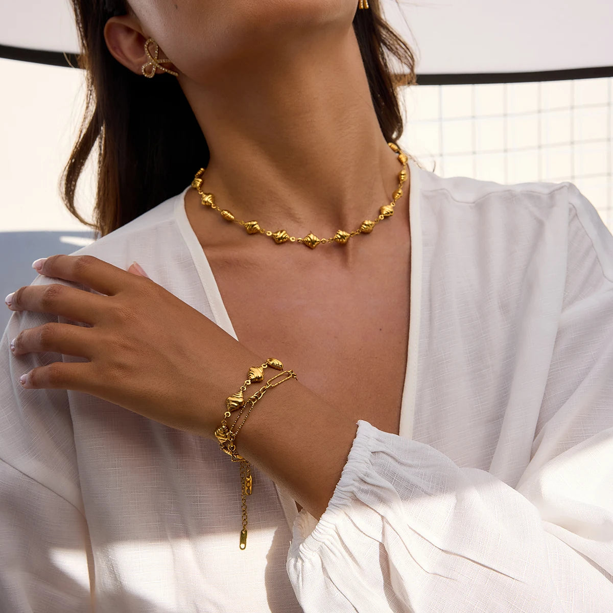 18K Gold Color Plated Stainless Steel Conch Necklace