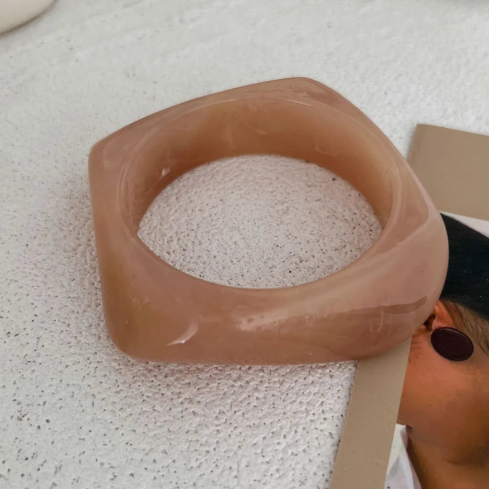 Statement Thick Resin Acrylic & Metal Bangles Bracelets