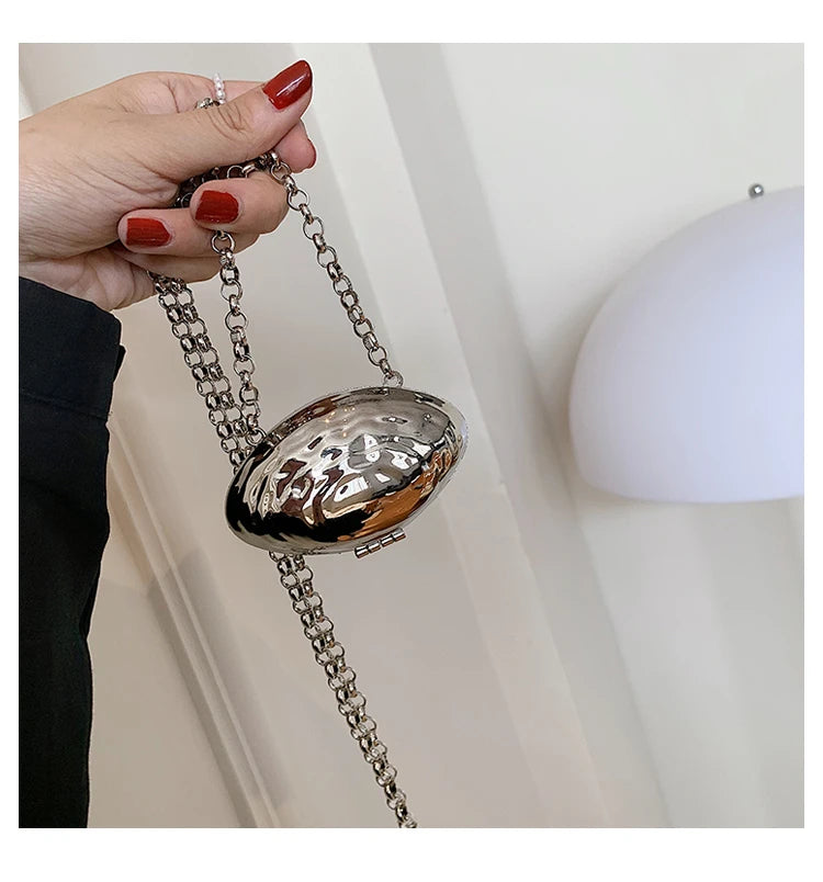 Metal Mini Clutch Shell Chain Bag