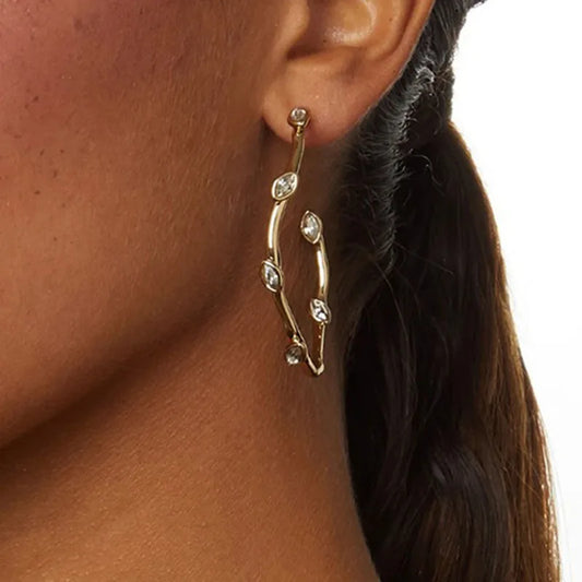 Crystal Stone Irregular Hoop Earrings