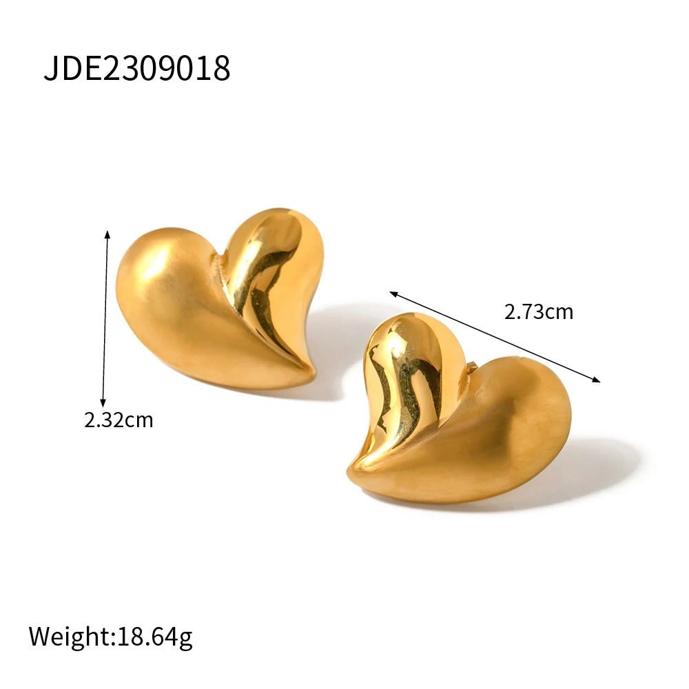 Heart Shape  Stainless Steel Earrings 18K Gold Plated