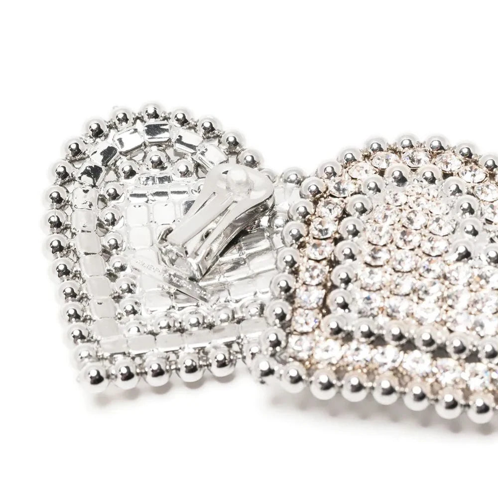 Heart Rhinestone Crystal Clip Earrings