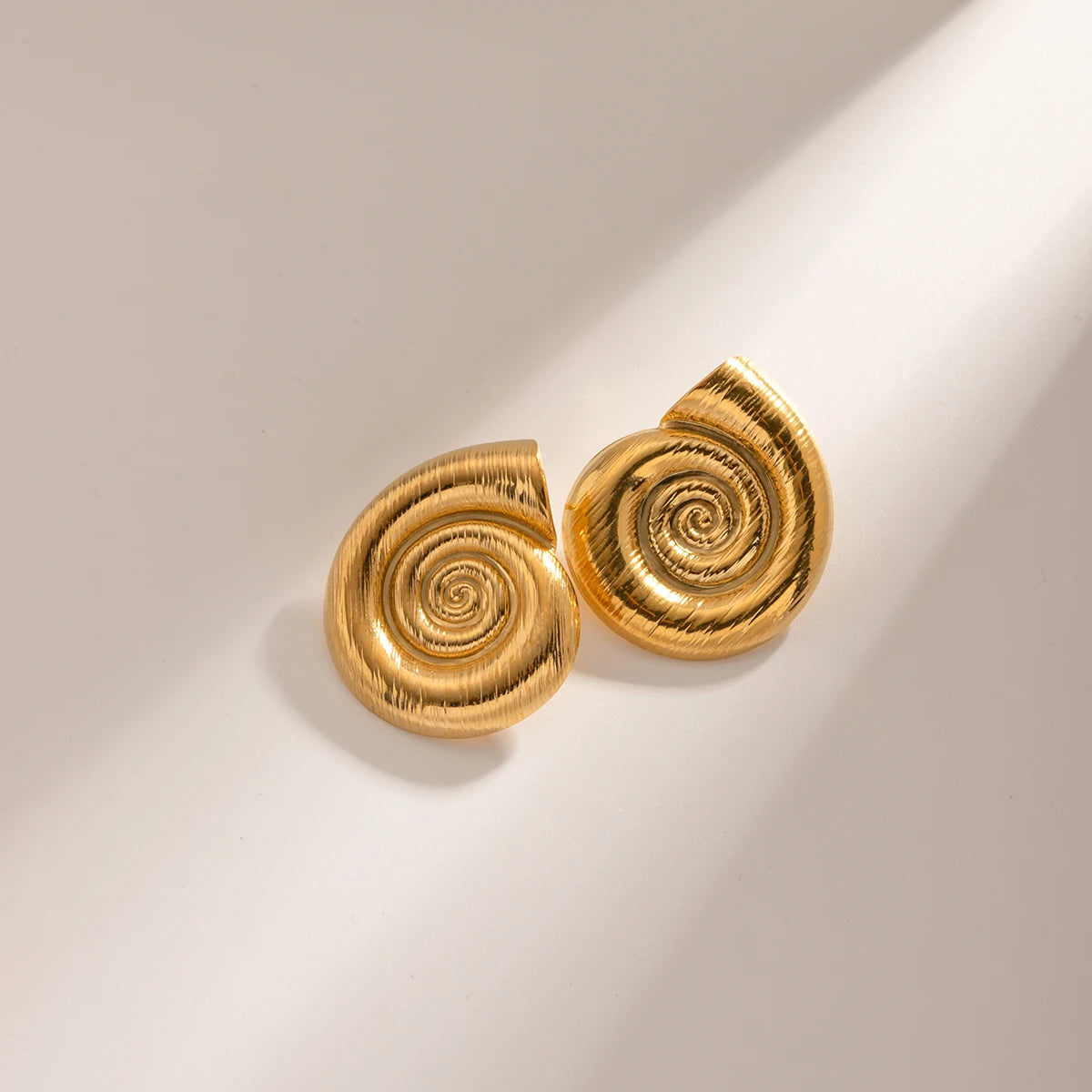 18K Gold  Plated Stainless Steel Conch Spiral Stud Earrings