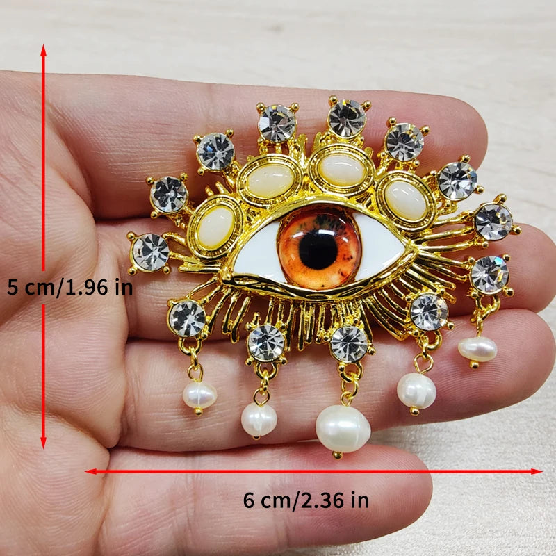 Surrealist Baroque Devil's Eye Pearl Brooch