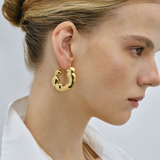 Statement Organic Shape Hoop Earrings