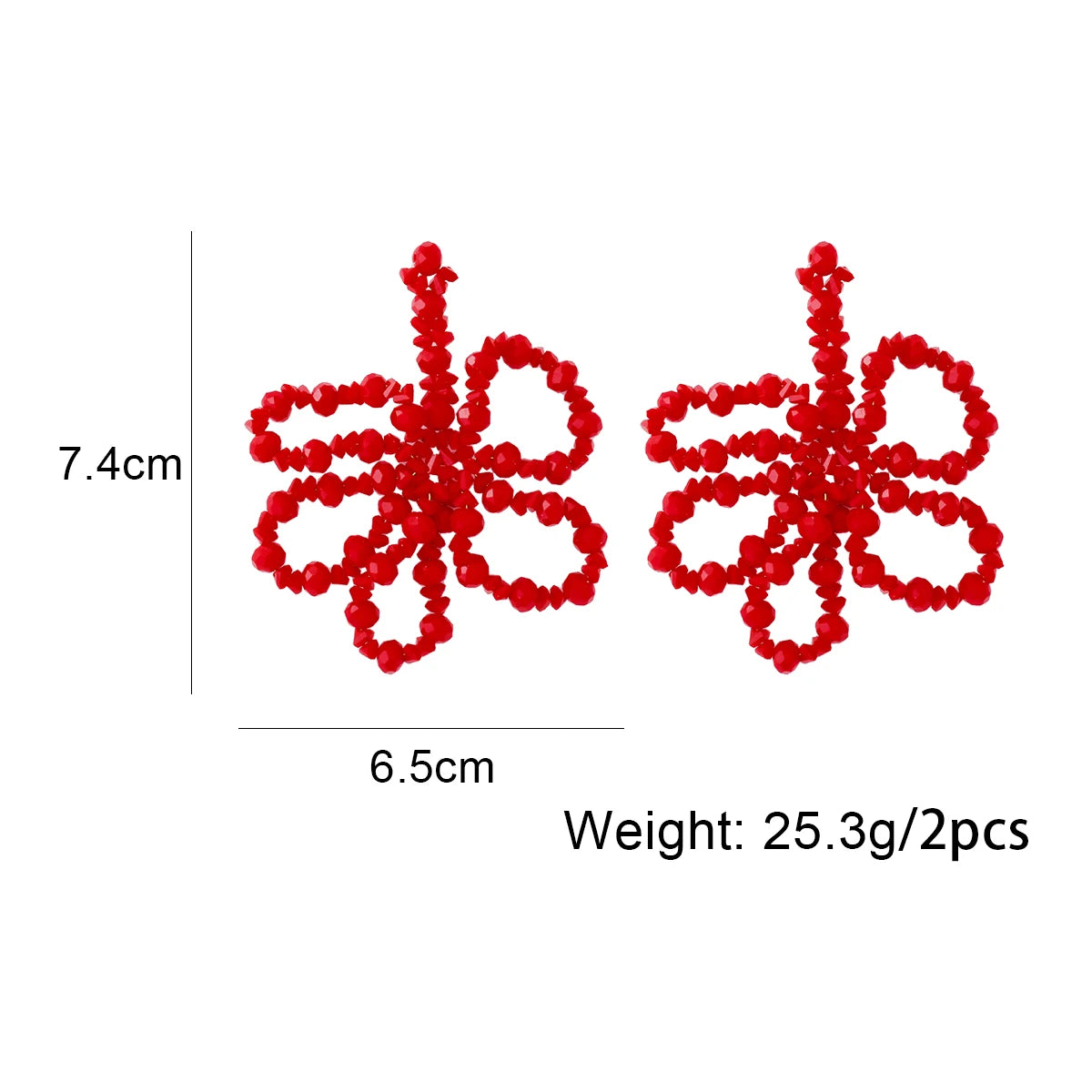 Handmade Beads Red Flower Drop Earrings