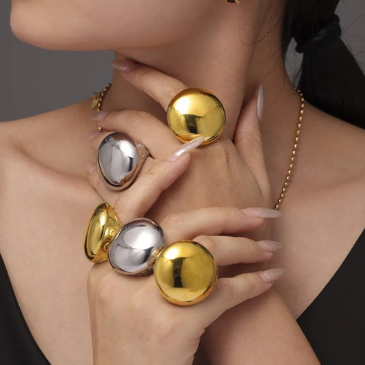 Stainless Steel Chunky Rings 18k Gold Plated
