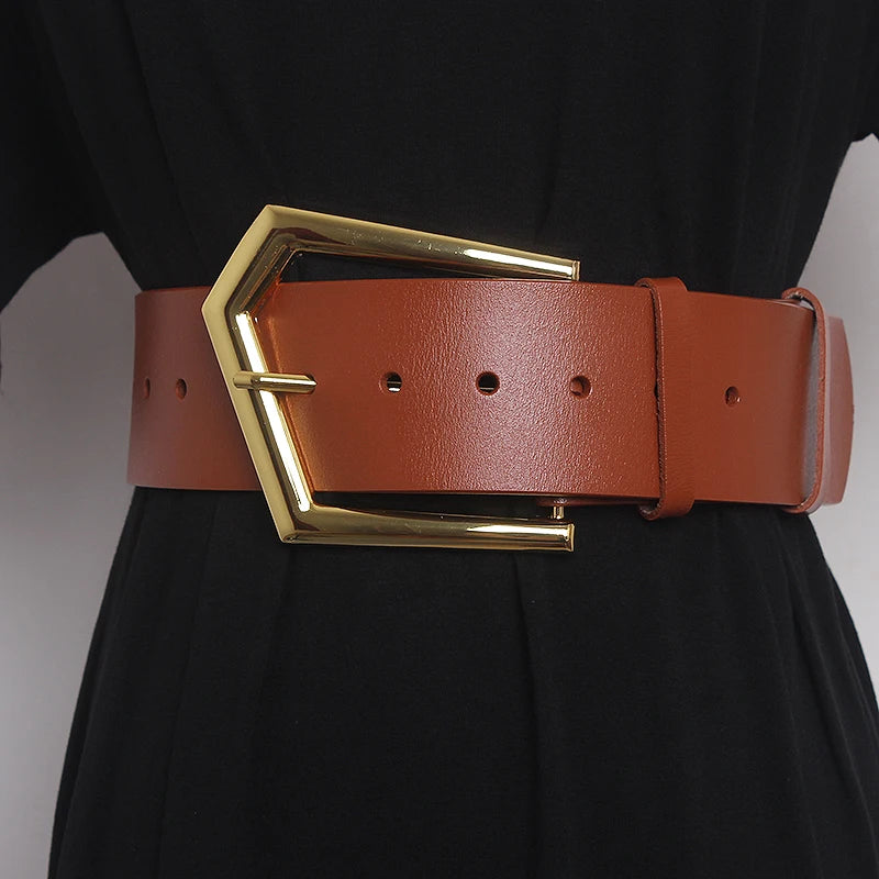 Statement Geometric Buckle Wide Belt