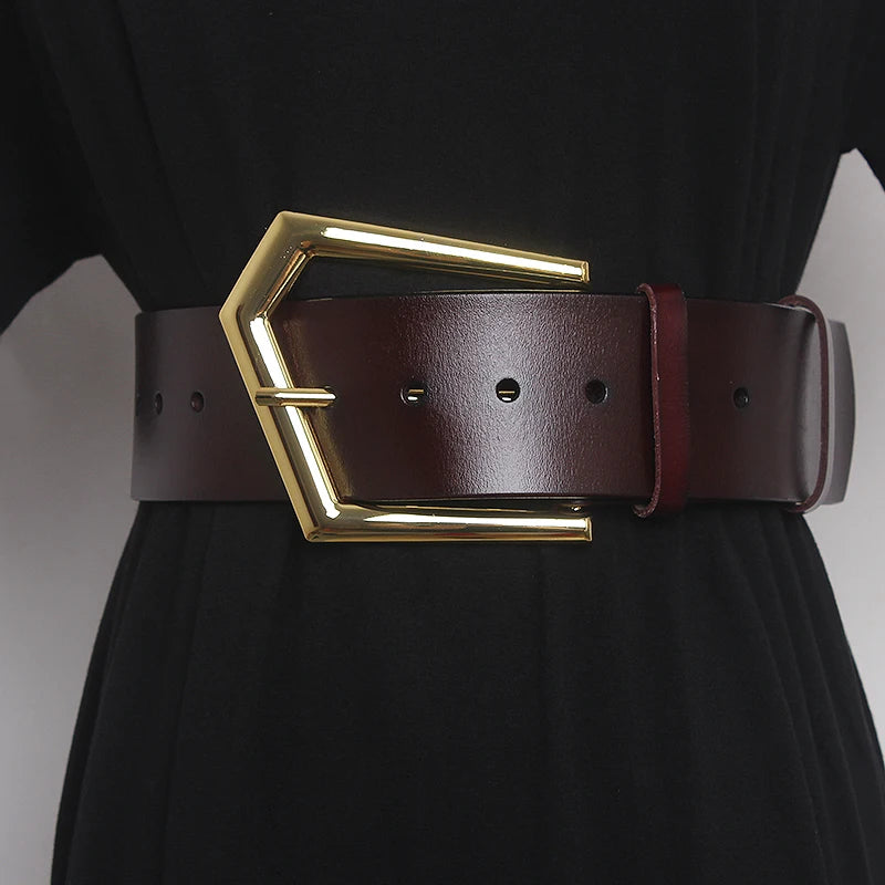 Statement Geometric Buckle Wide Belt