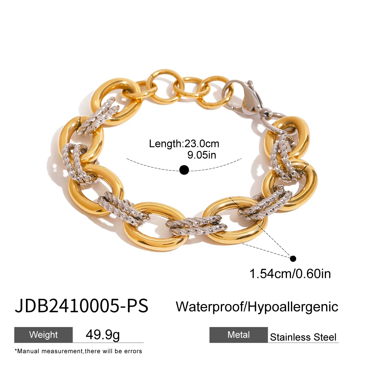 Minimalist Chain Bracelet Stackable 18k Gold Plated