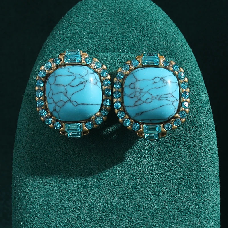 Art Deco Turquoise Stone Earrings