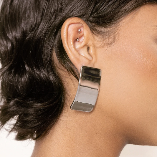 Silver Plated Rectangular Earrings
