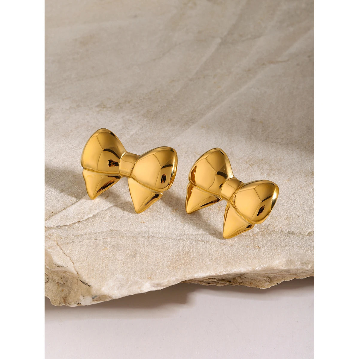 18K Gold Plated Bow knot Big Stud Earrings