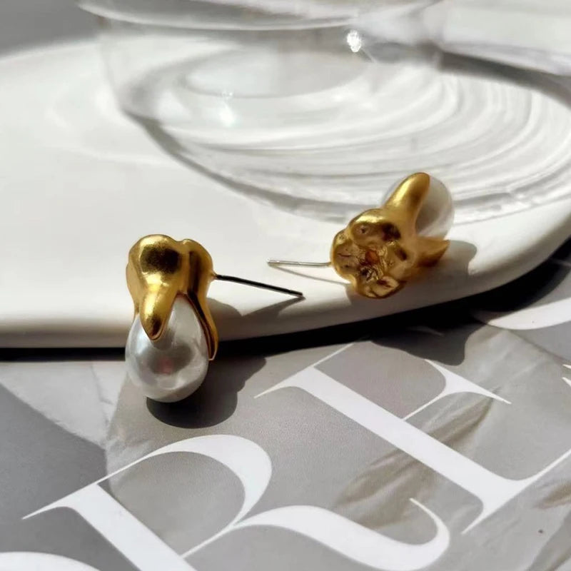 Surrealist Teeth Shape Pearl Earrings