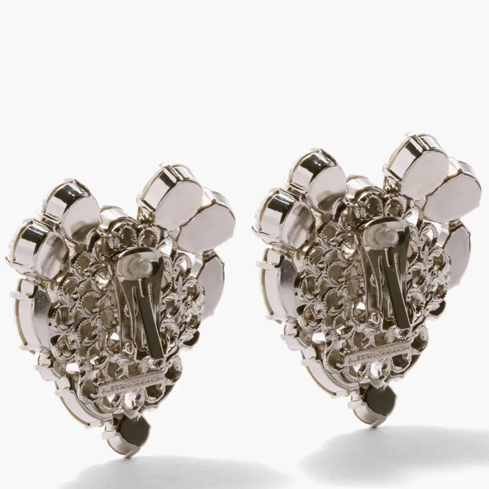 Crystal Heart Clip Earrings