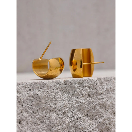 Curved Chunky Stud Earrings