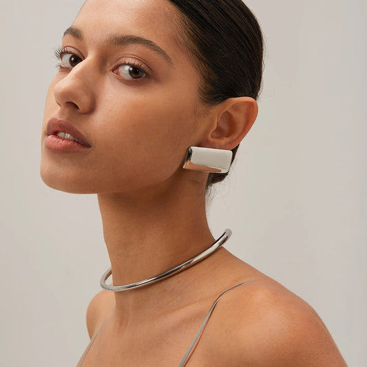 Stainless Steel Chocker Necklace Silver Plated