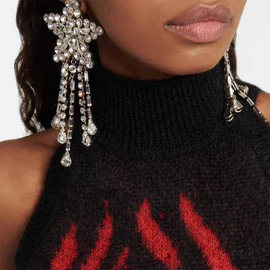 Crystal Star Tassel Dangle Earrings