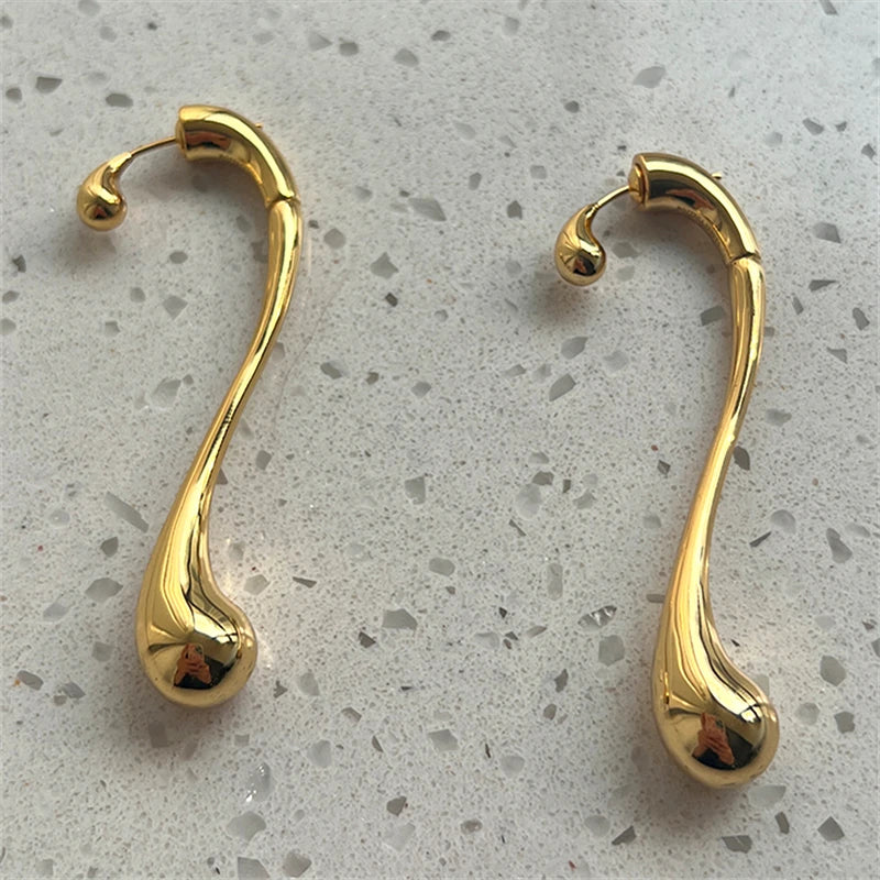 Minimalist Slender Water Droplet Shaped Earrings