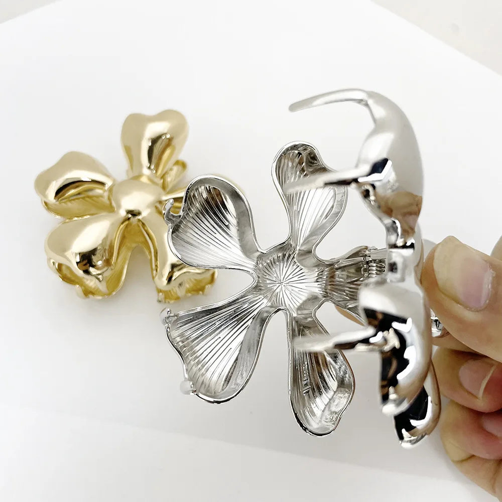 Stainless Steel Gold Plated  Flower Hair Claw Clip