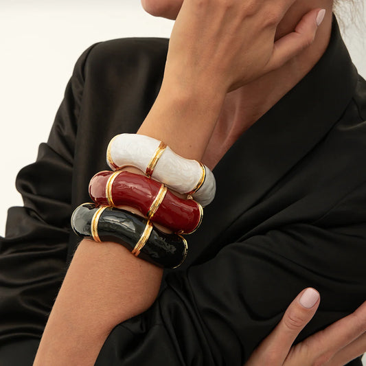 Enamel Surrealist Bamboo Shape Bracelets