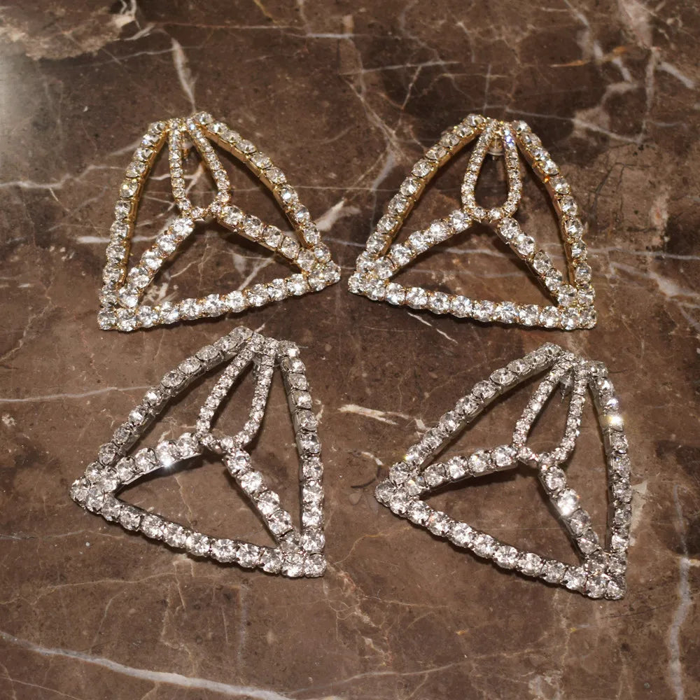 Rhinestone Triangle Dangle Earrings