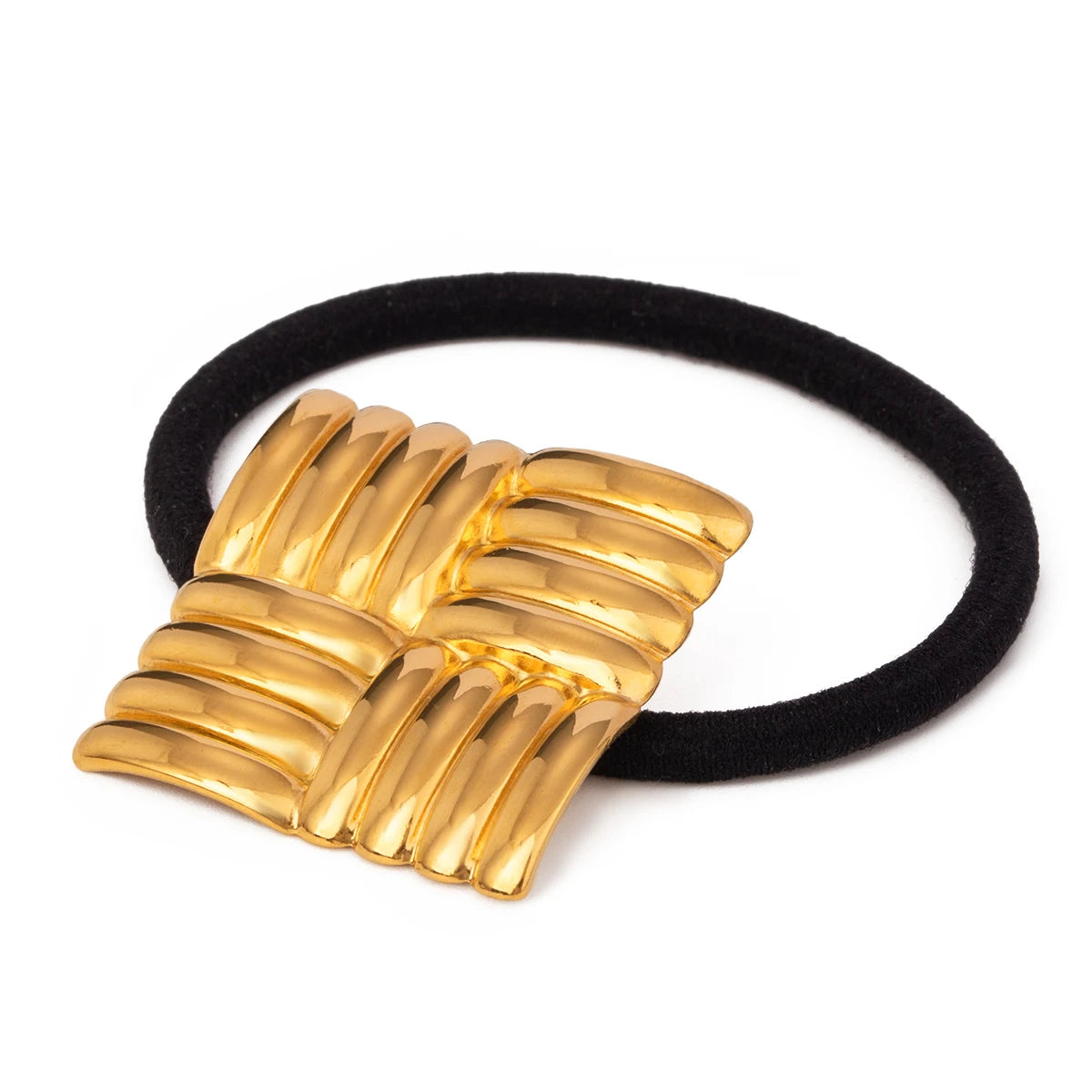 Statement Stainless Steel Square Ribbed Textured Striped Hair Accessories