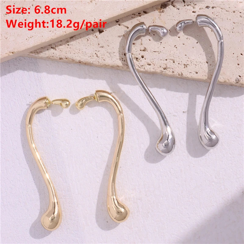 Minimalist Slender Water Droplet Shaped Earrings