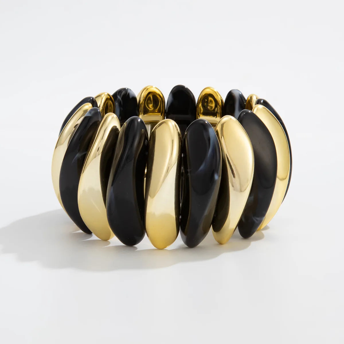 Geometric Wide Chunky Resin Elastic Bangle Bracelets