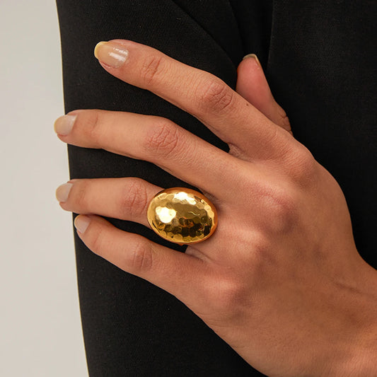 18K Gold Plated Oval Open Ring