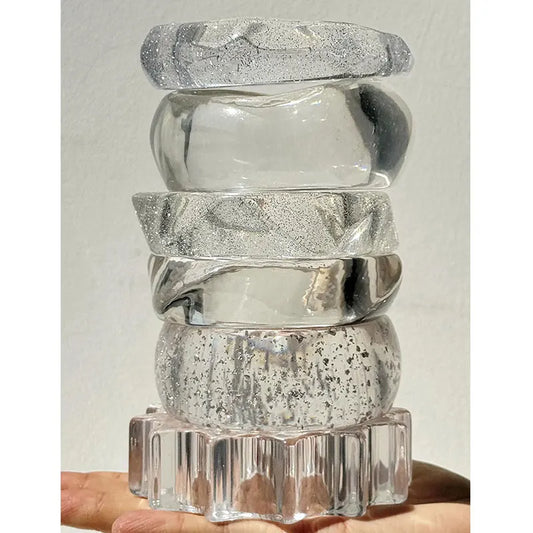 Twisted Irregular Transparent Shiny Resin Bracelet