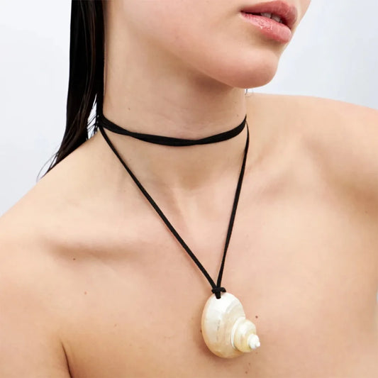 Conch Shell Pendant Cord Necklace