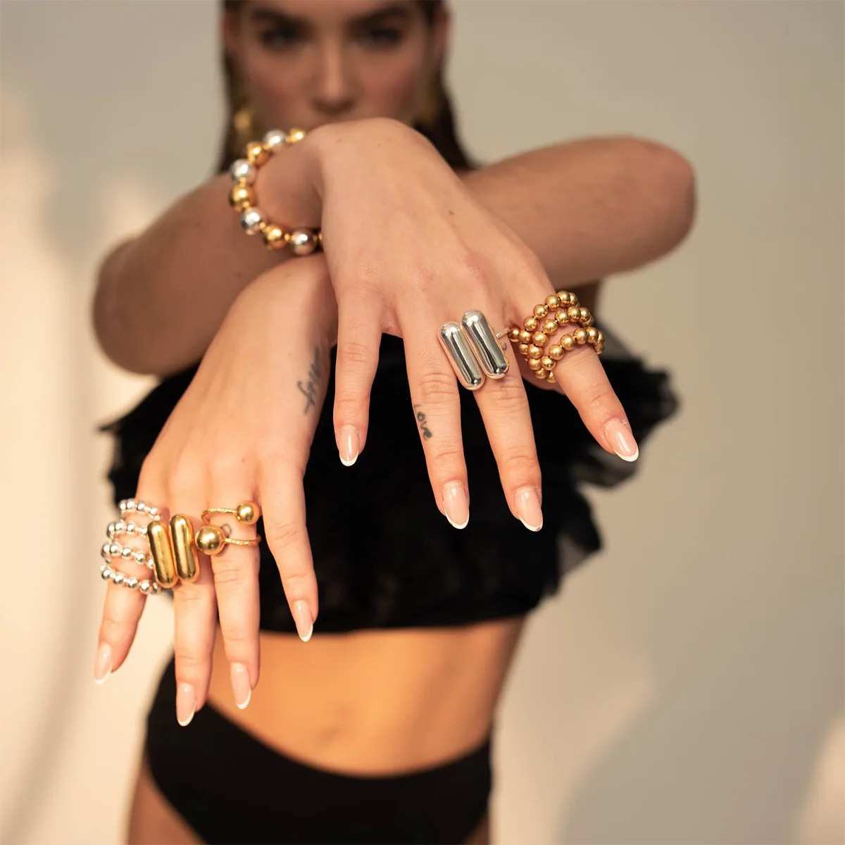 Geometric Adjustable 18K Gold Plated Rings