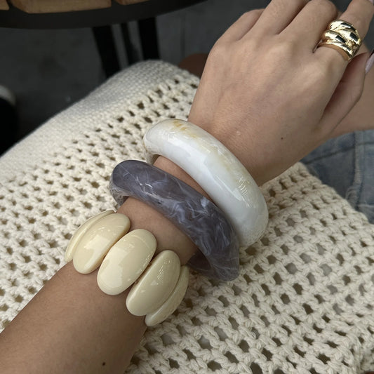 Irregular Acrylic Resin Chunky Bangles